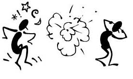 one character shouts, one character plugs ears