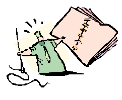 figure stitching together a booklet